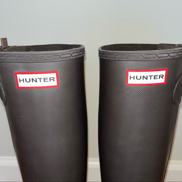 Hunter Rain Boots Original Slim Zip Textured - Chocolate - Size 8 - Picture 11 of 16